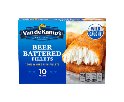 Van de Kamp’s Beer Battered 100% Whole Fish Fillets, Frozen, 19.1 oz 10 ct